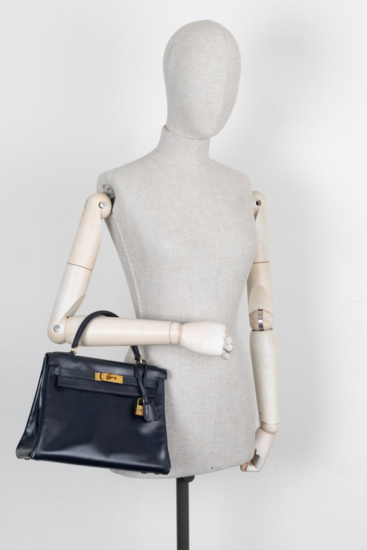 HERMÈS Kelly 28 Box Bleu