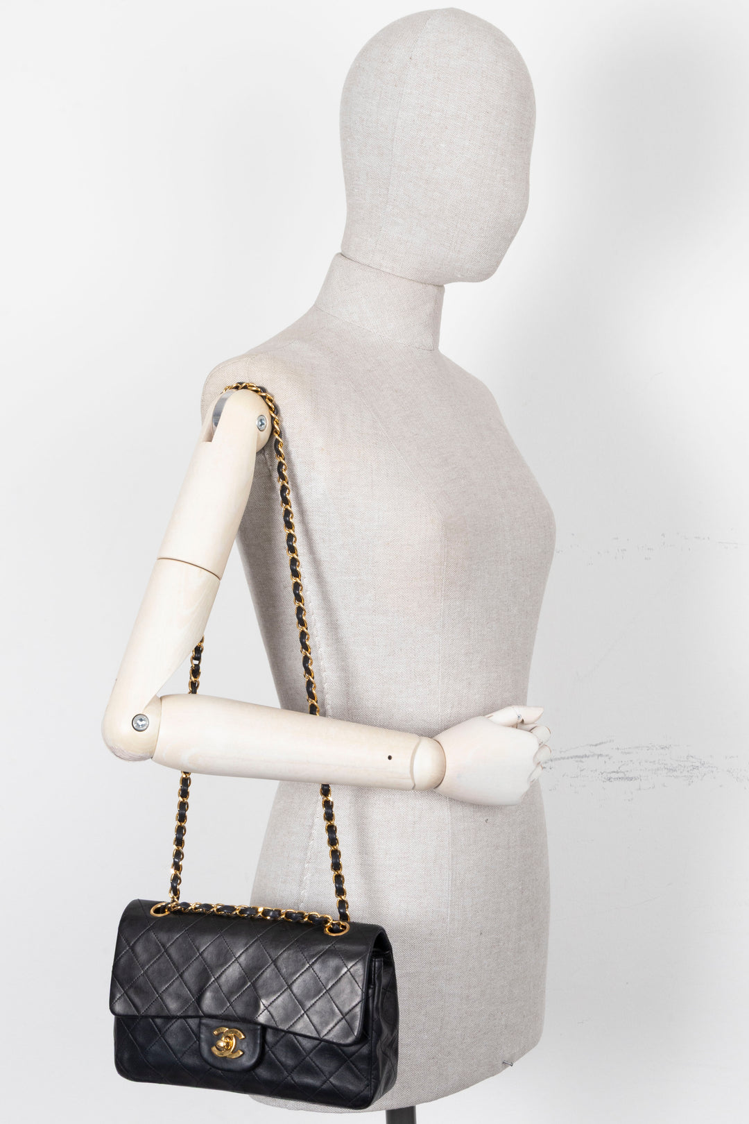 CHANEL Vintage Double Flap Small Leather Black