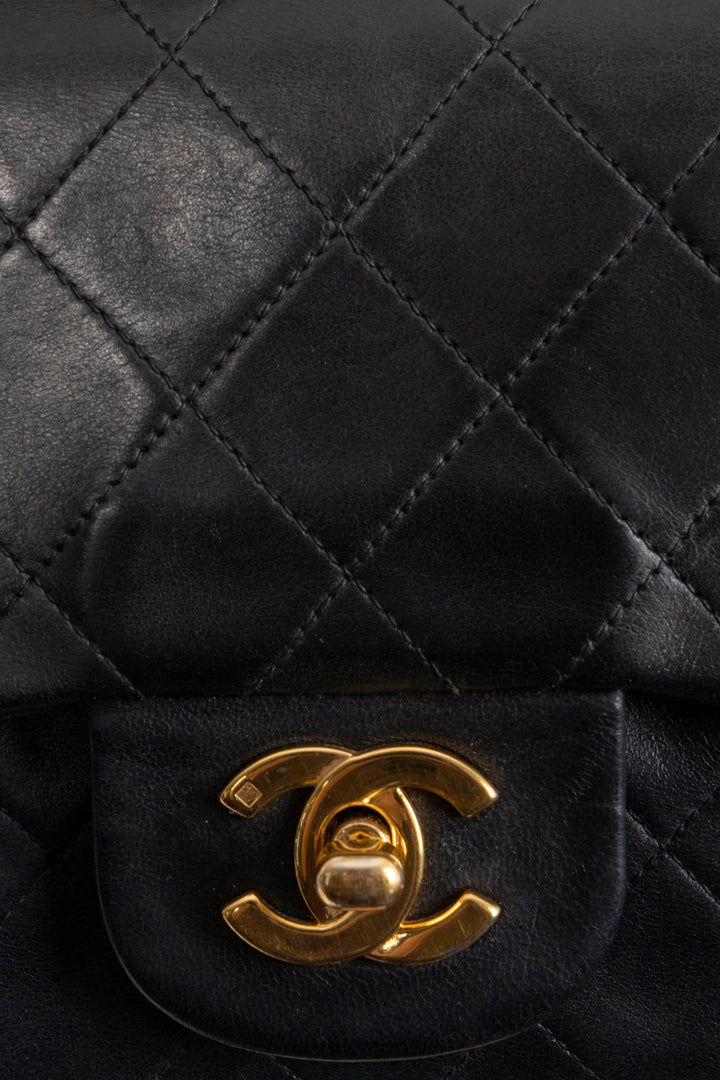 CHANEL Vintage Double Flap Small Leather Black