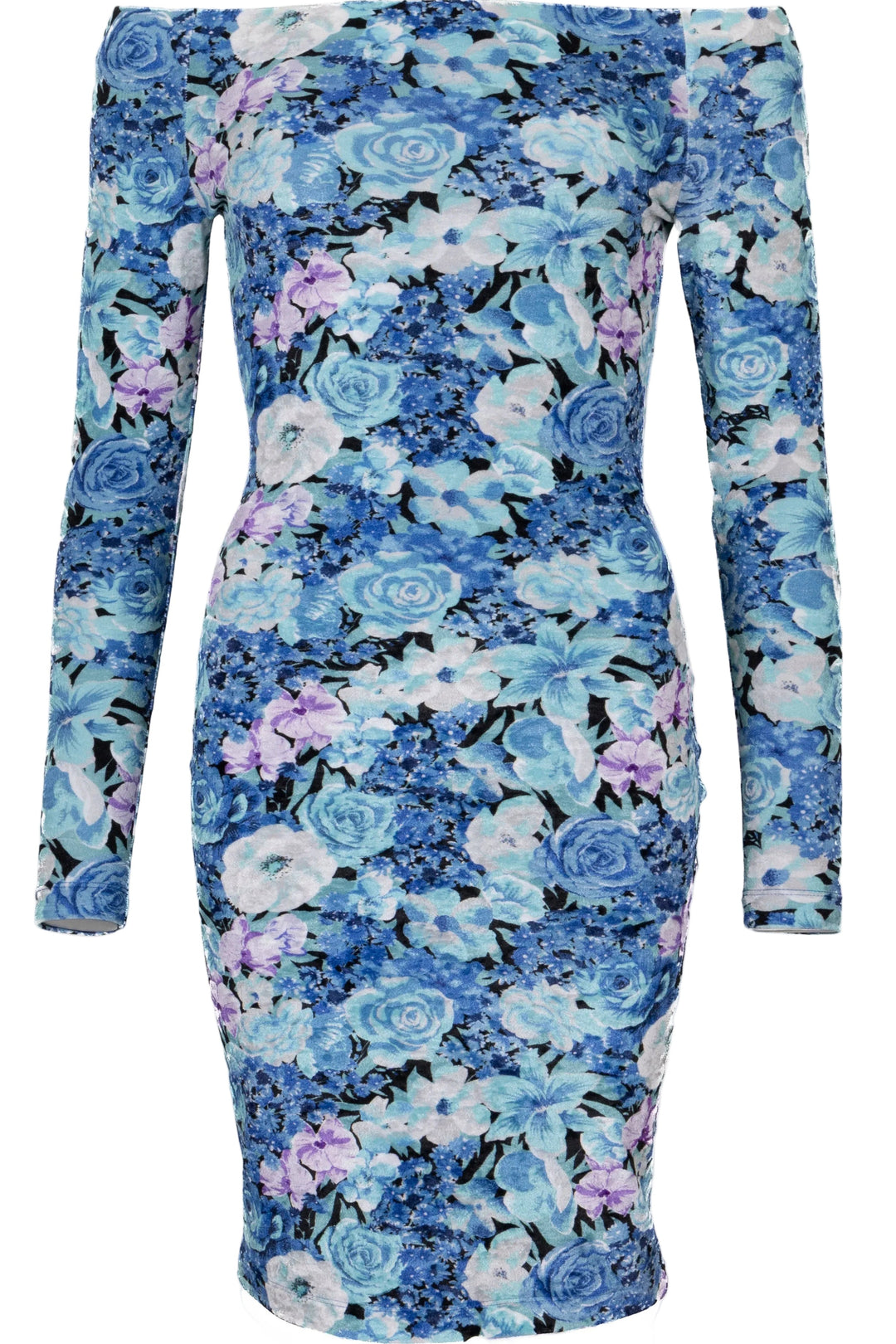BALENCIAGA Off-Shoulder Flower Dress Velvet Blue – REAWAKE