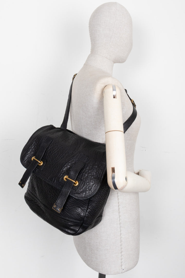 SAINT LAURENT Besace Shoulder Bag Black Leather