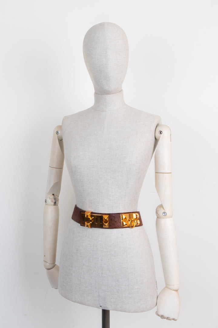 HERMÈS Collier De Chien Belt Ostrich