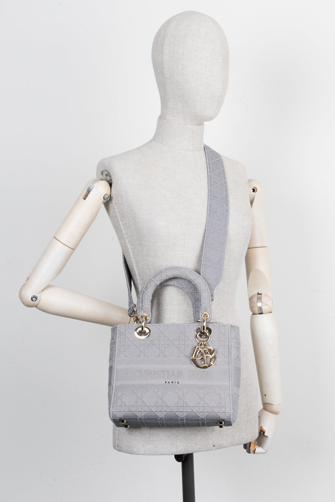 CHRISTIAN DIOR Lady D-Lite Bag Medium Grey