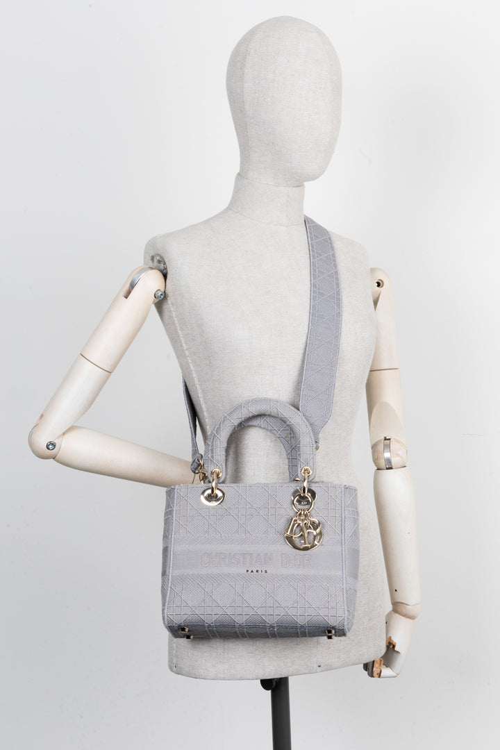 CHRISTIAN DIOR Lady D-Lite Bag Medium Grey