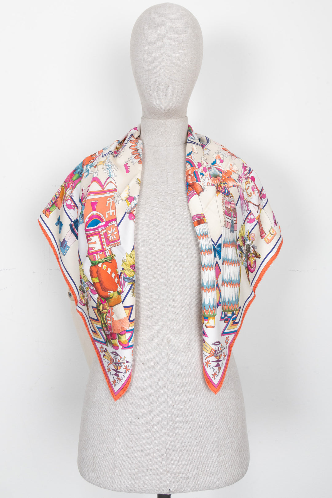 HERMÈS Kachinas Scarf 90 Silk Multicolor