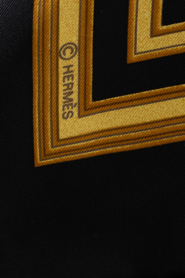 HERMÈS 90 Scarf Les Tuileries Black Gold