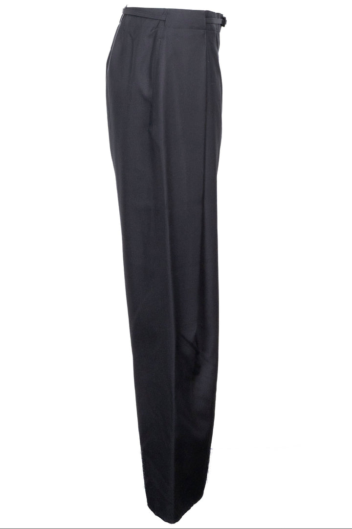 HERMÈS Belted Pants Silk Black
