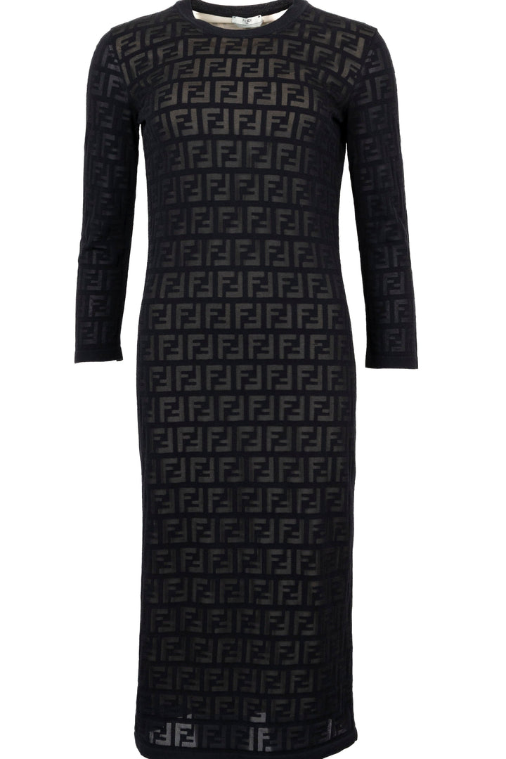 FENDI Long Sleeves FF Dress Black