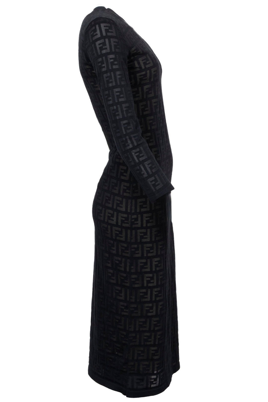 FENDI Long Sleeves FF Dress Black