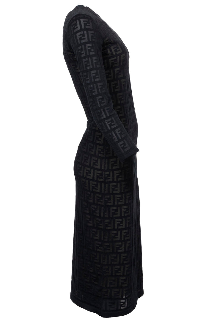 FENDI Long Sleeves FF Dress Black