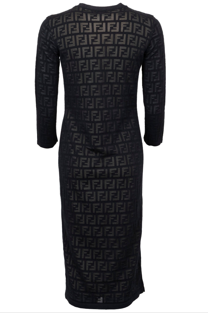 FENDI Long Sleeves FF Dress Black