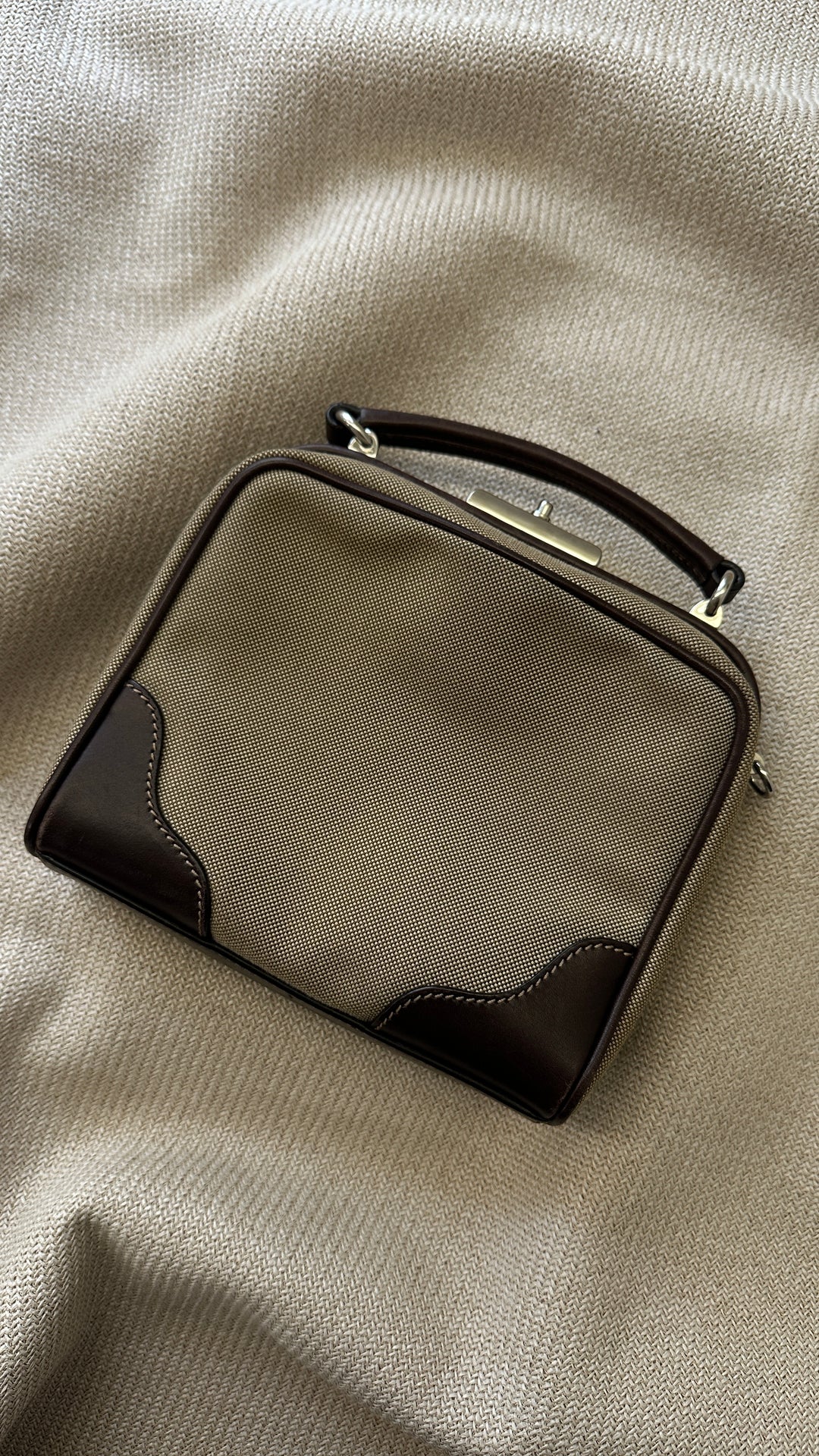 PRADA Top Handle Logo Bag Canvas