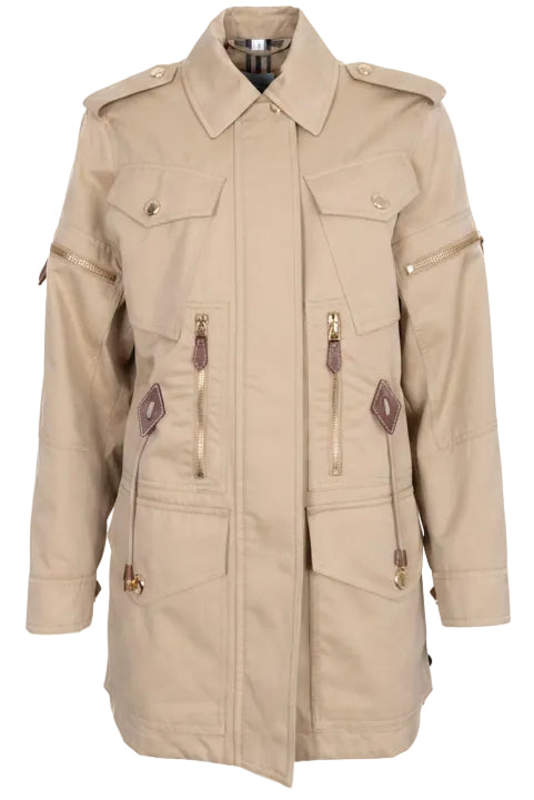BURBERRY Veste de campagne en gabardine de coton beige