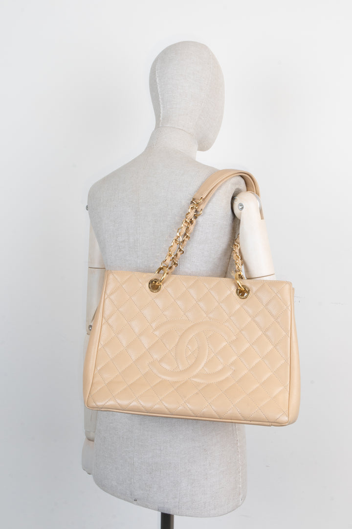 CHANEL GST Tote Bag Beige Caviar