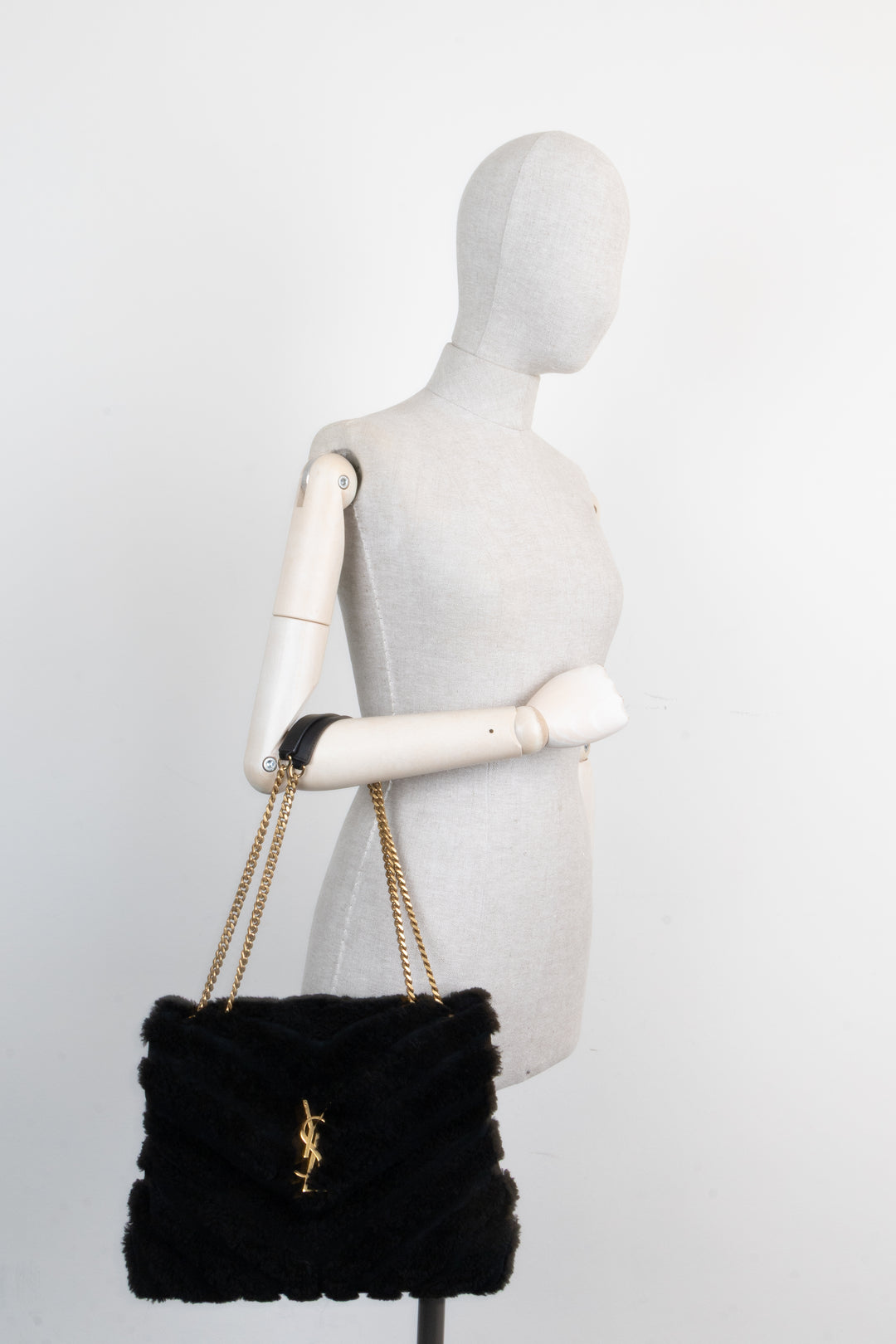SAINT LAURENT Shearling Loulou Medium Black