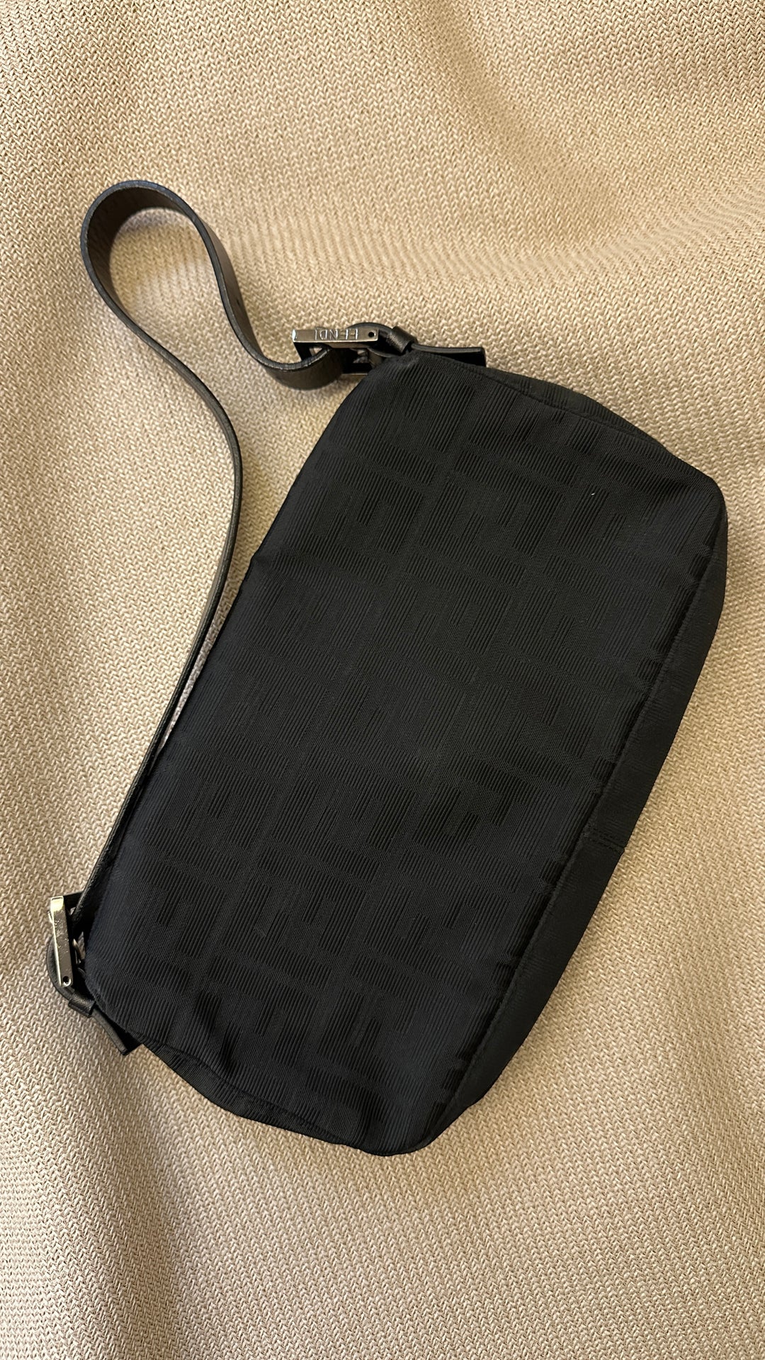 FENDI Baguette Bag in Zucca Canvas, Black