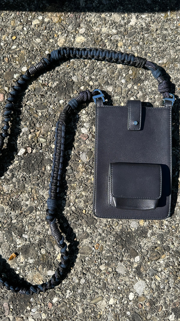 LORO PIANA Phone Crossbody Bag Leather Navy