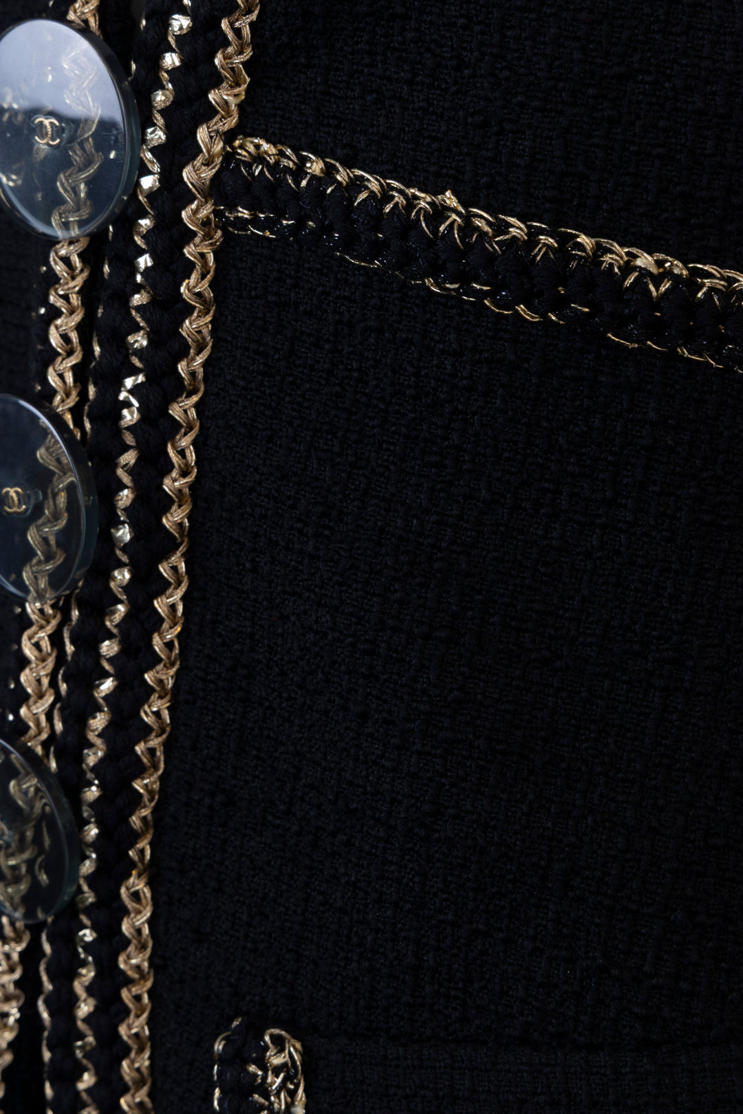 CHANEL 2017 Tweed Jacket Black Gold