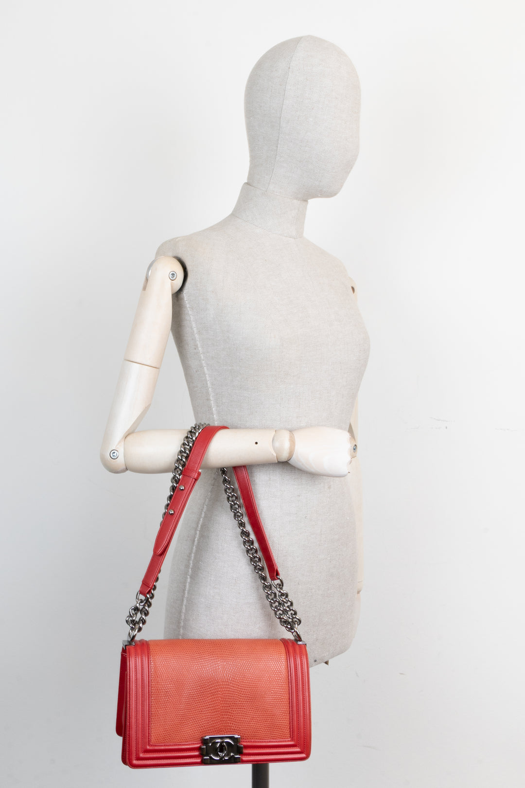 CHANEL Medium Boy Bag Lizzard Red