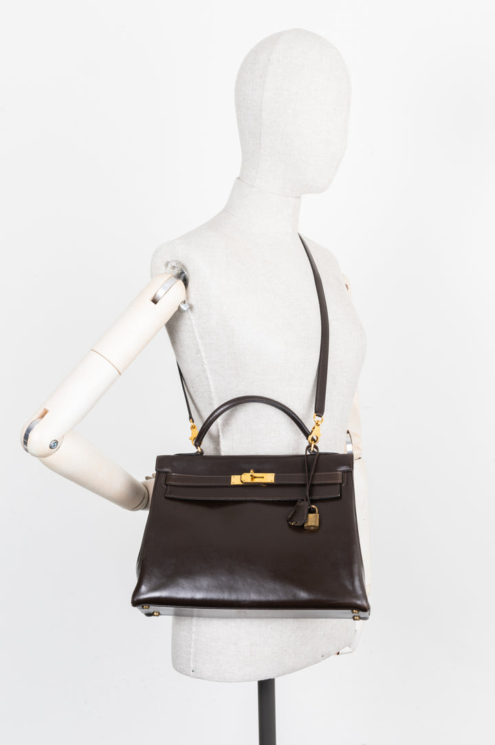 HERMÈS Kelly 32 Box Brown
