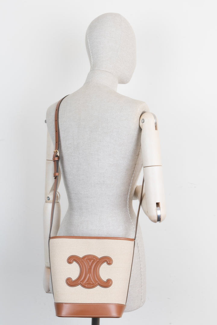 CELINE Small Bucket Bag Triomphe Canvas Brown