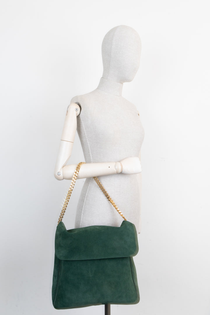 CÉLINE Gourmette Bag Suede Green