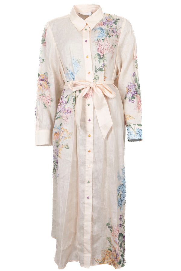 ZIMMERMANN Long Sleeve Flower Print Dress Multicolor