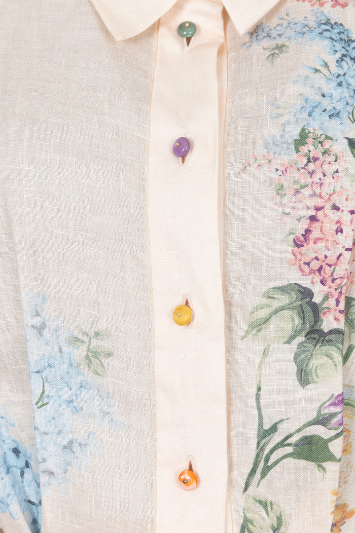 ZIMMERMANN Long Sleeve Flower Print Dress Multicolor