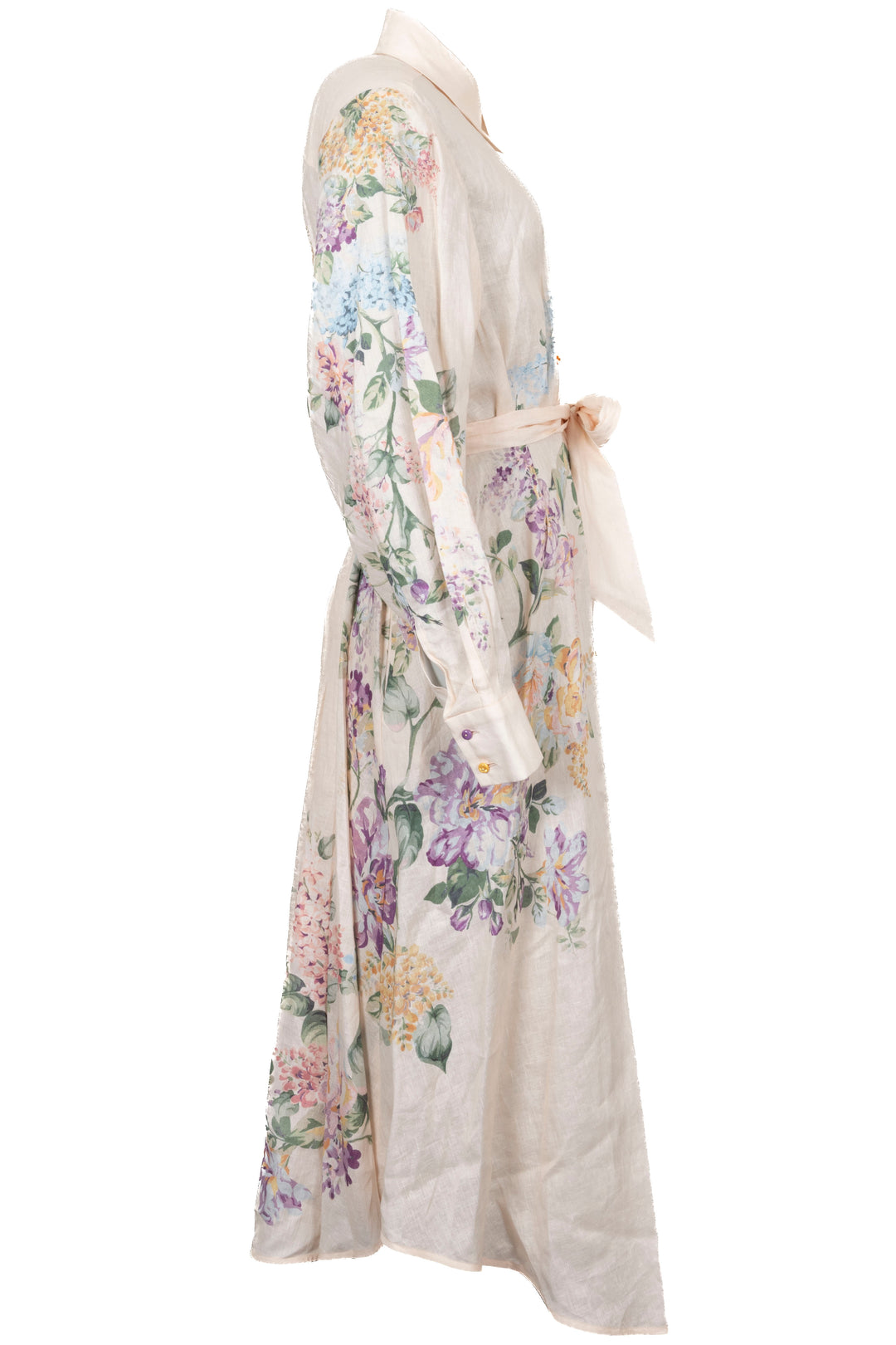 ZIMMERMANN Long Sleeve Flower Print Dress Multicolor