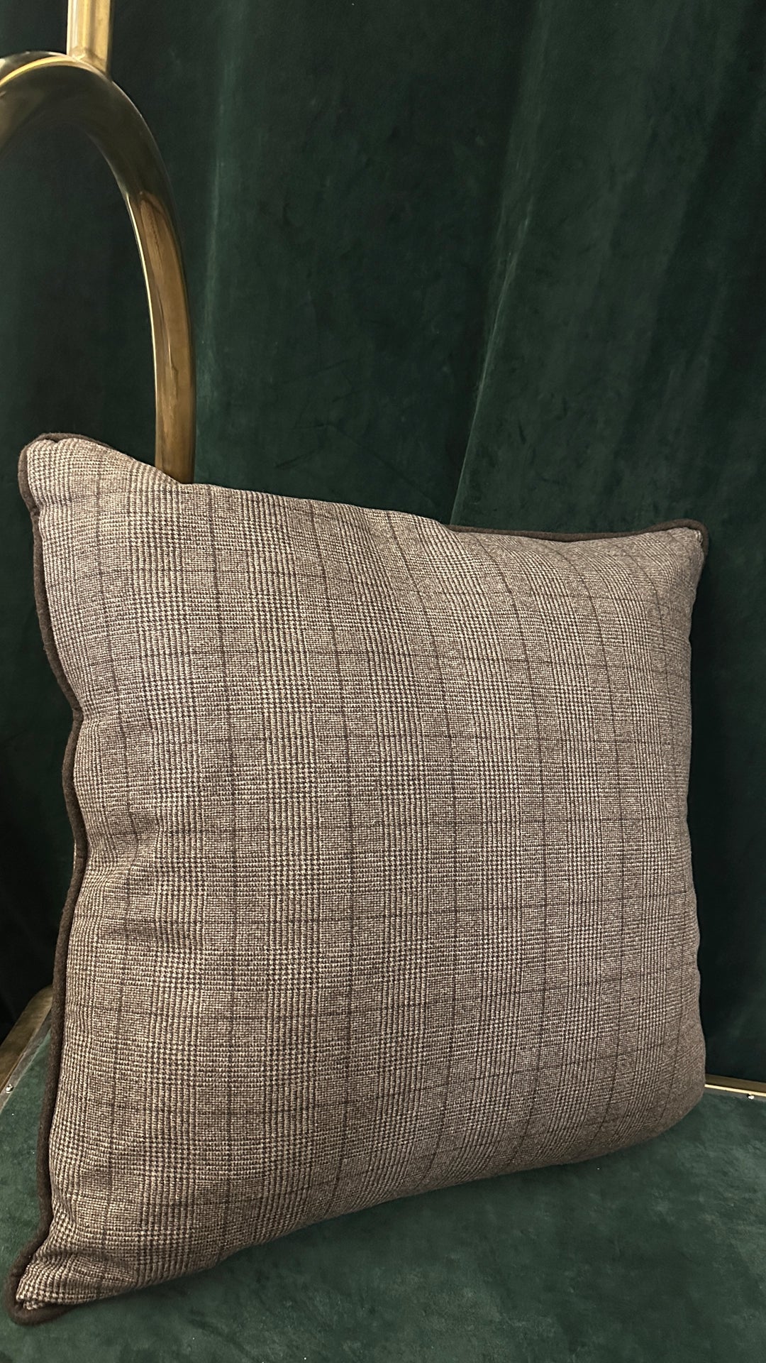 LORO PIANA 65 Pillow Houndstooth Wool Brown