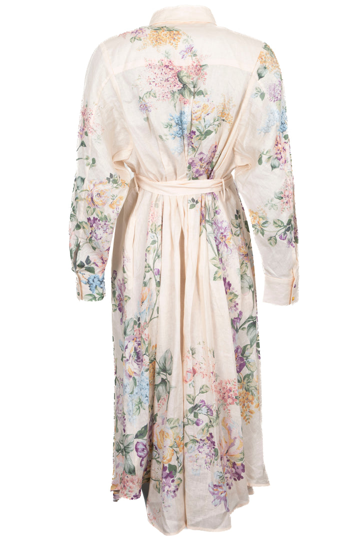 ZIMMERMANN Long Sleeve Flower Print Dress Multicolor