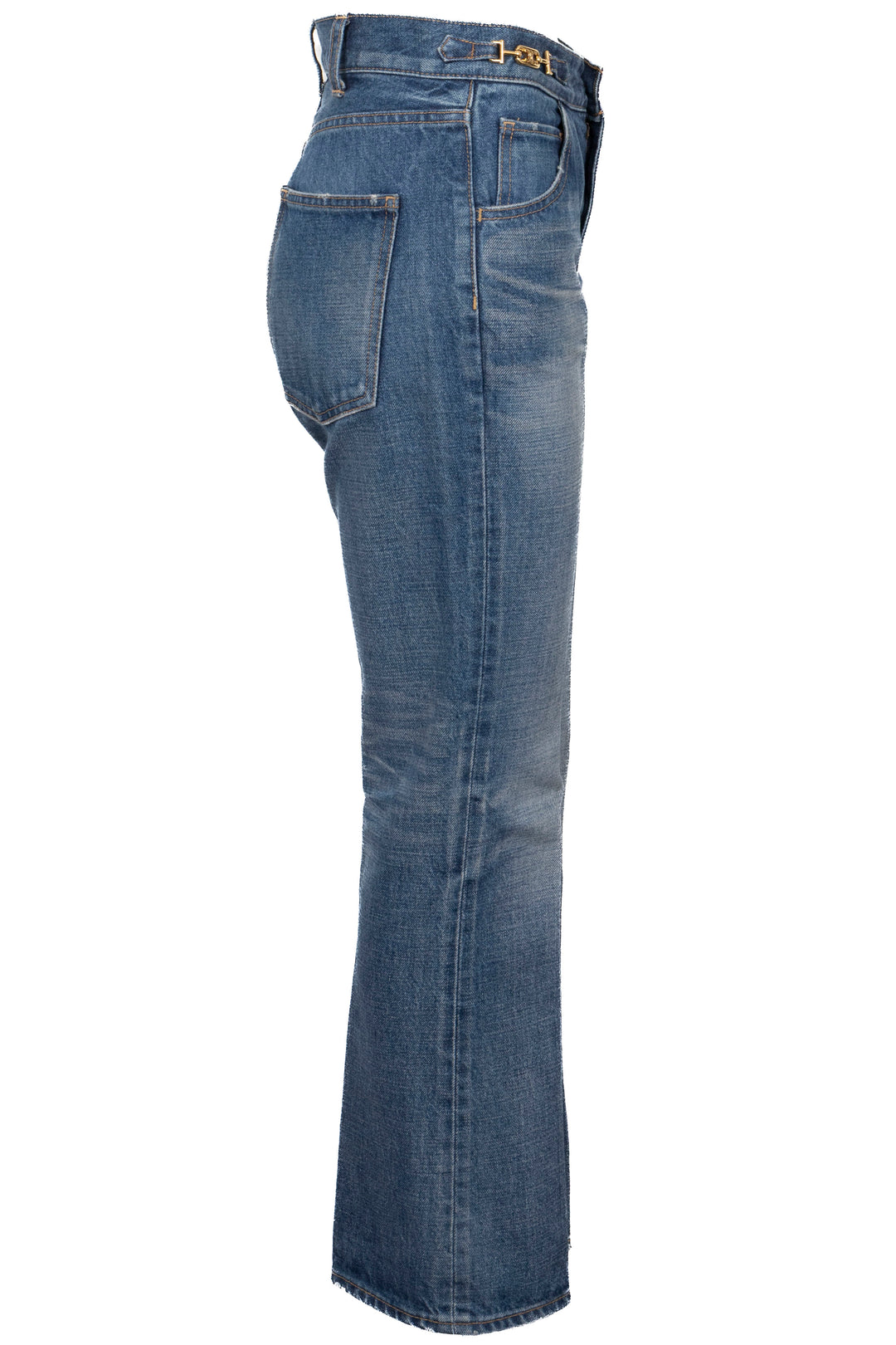 CELINE Flared Triomphe Detail Jeans Denim Blue