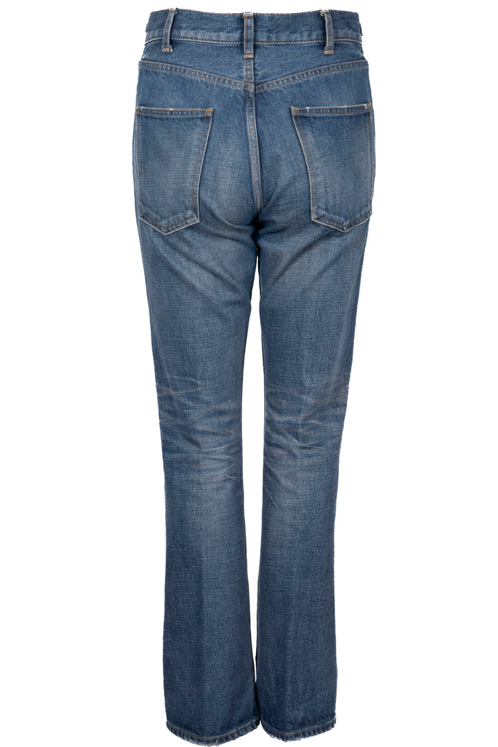 CELINE Flared Triomphe Detail Jeans Denim Blue
