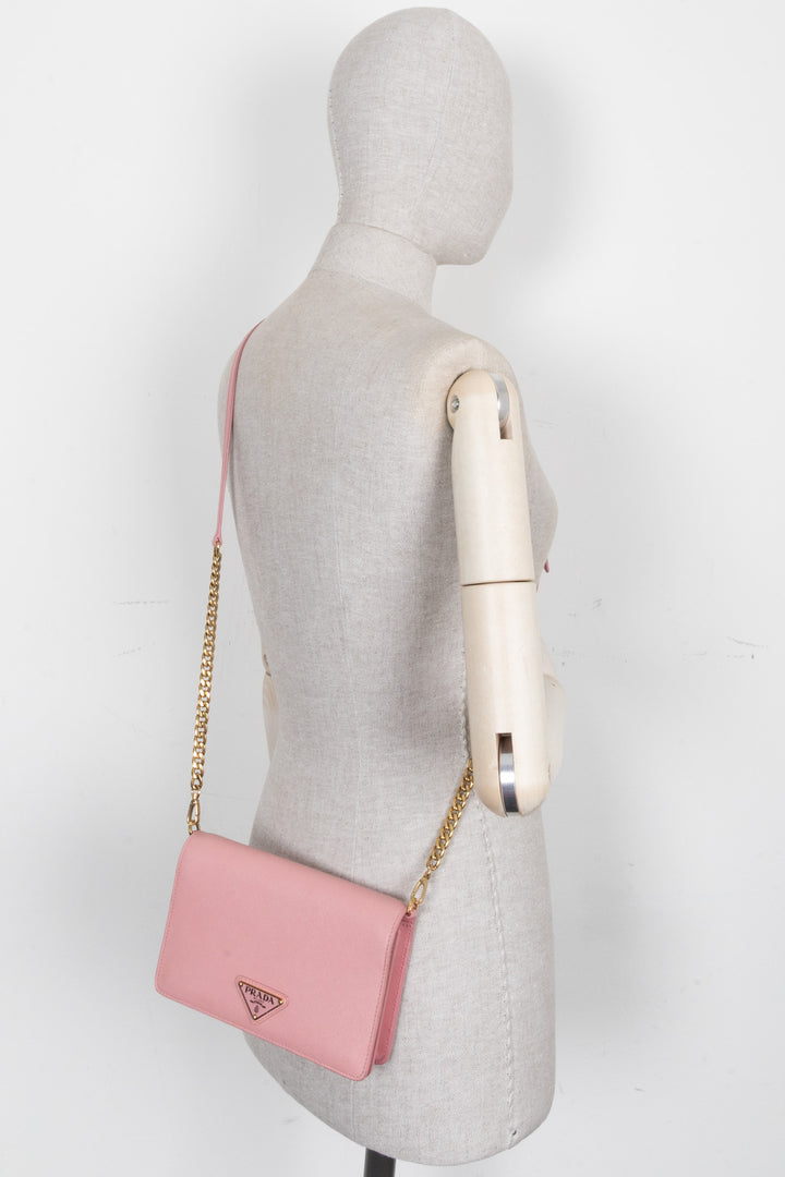 Sac bandoulière PRADA Mini Saffiano Rose