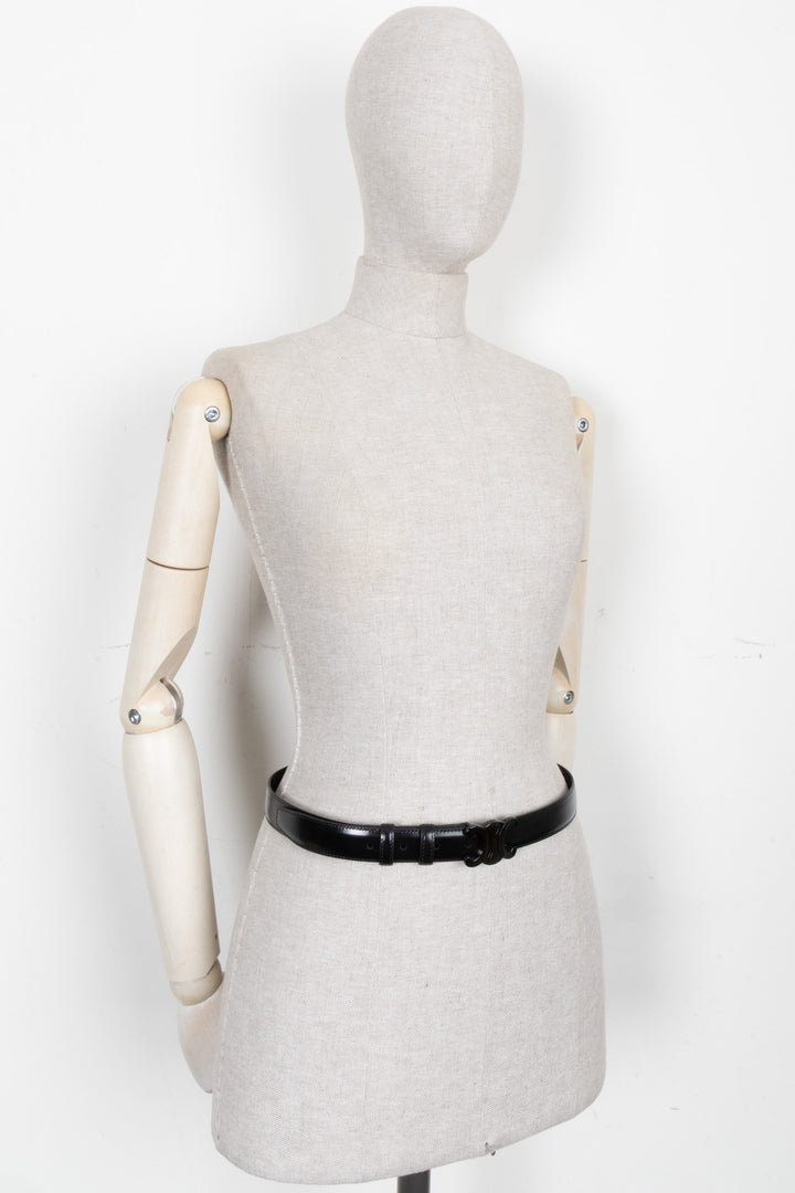 CELINE Triomphe Belt All Black