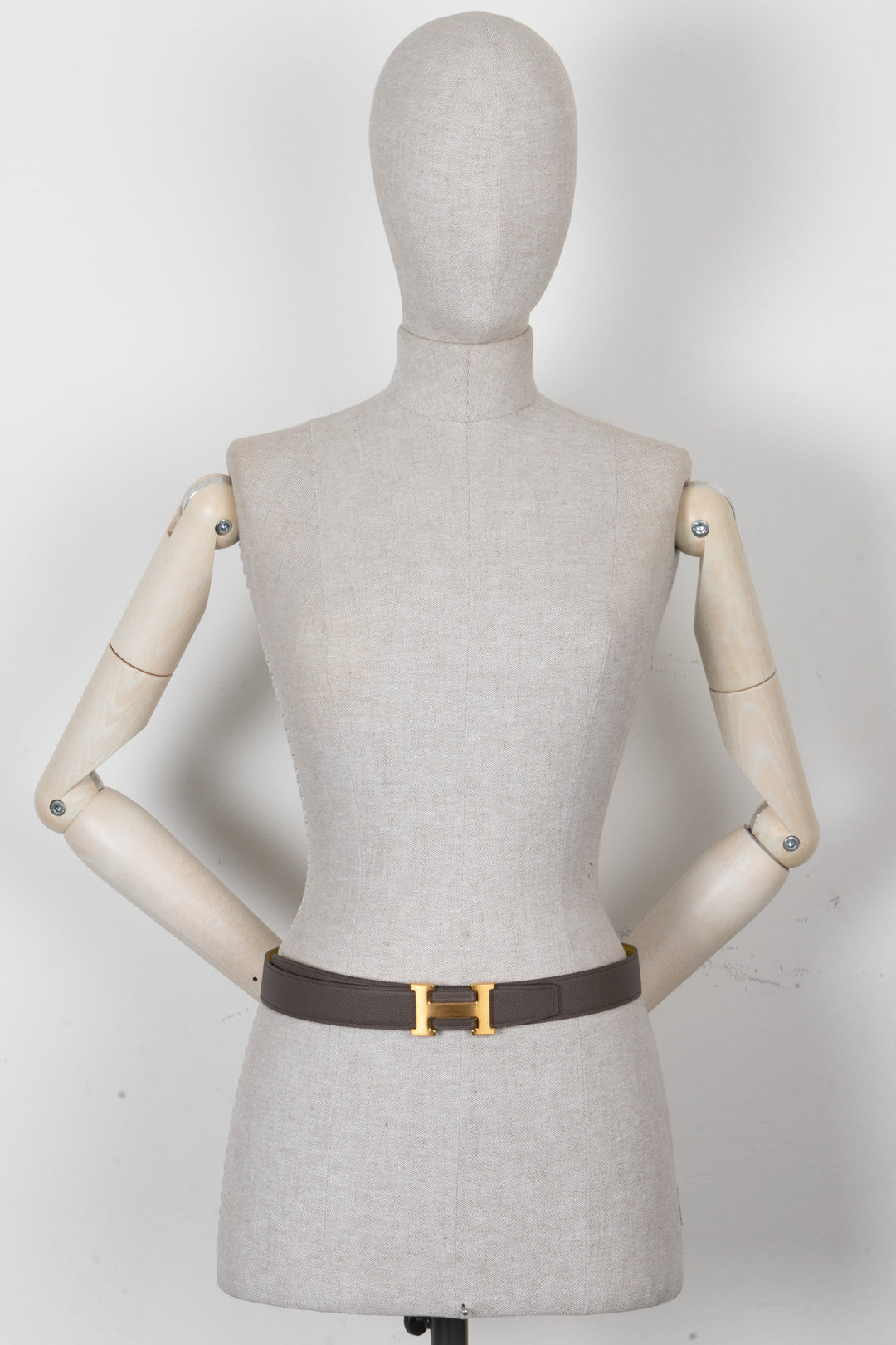 HERMÈS Constance H Belt Gris Etain Jaune Citron