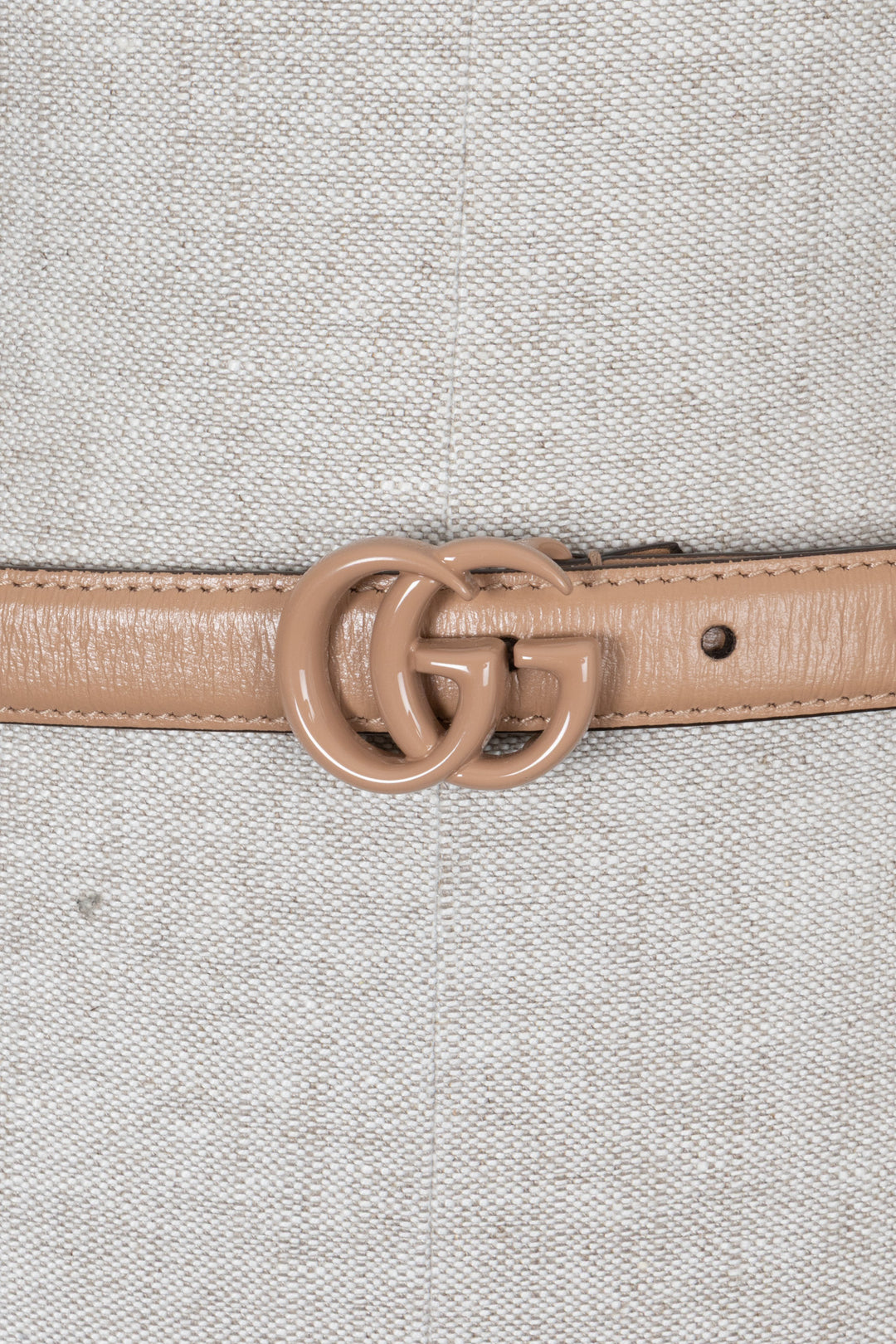 GUCCI Marmont GG Slim Belt Leather Beige