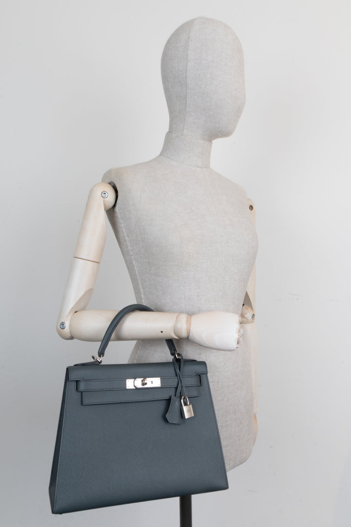 HERMÈS Kelly Sellier 28 Epsom Bleu Orage