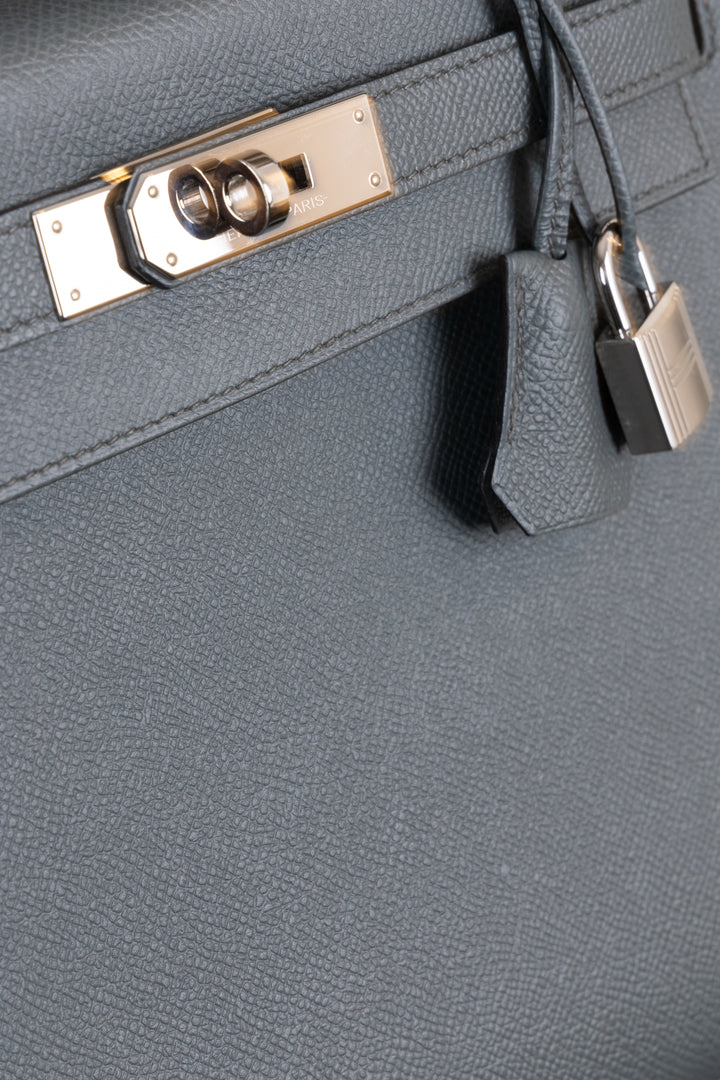 HERMÈS Kelly Sellier 28 Epsom Bleu Orage