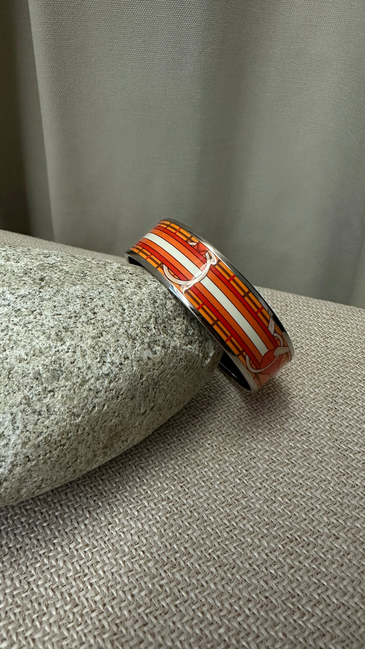 HERMÈS Wide Bracelet Enamel Orange