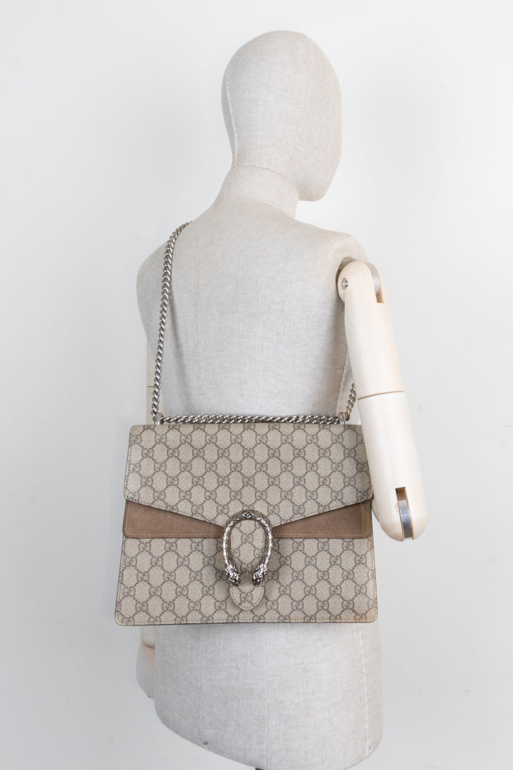GUCCI Dionysus GG Supreme Bag Medium Brown