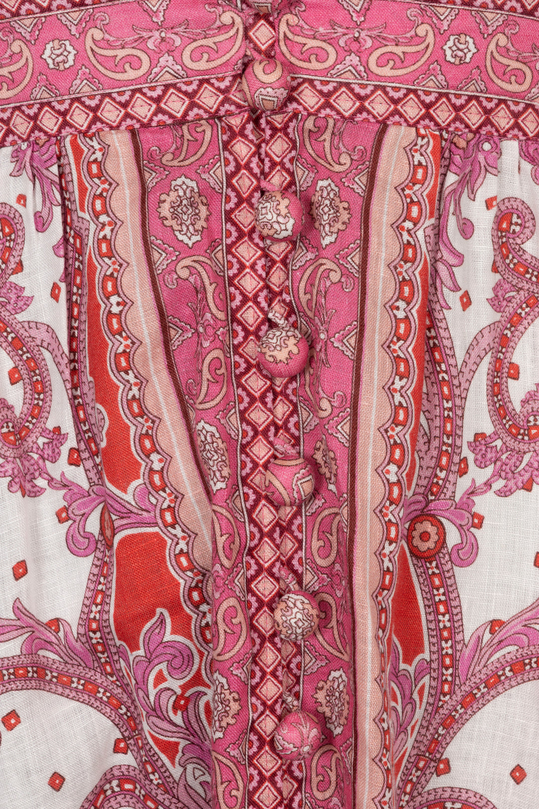 ZIMMERMANN Bells Paisley Dress Linen Pink White