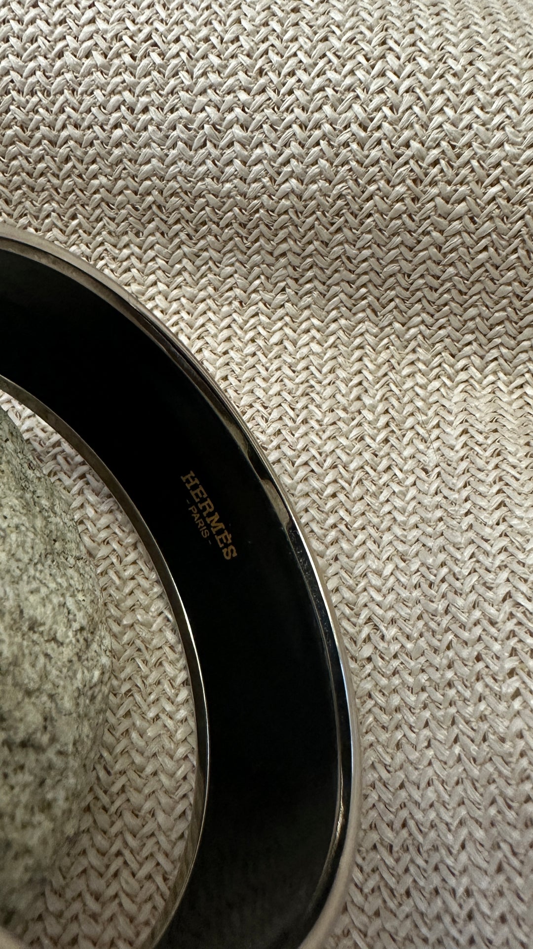 HERMÈS Wide Bracelet Enamel Silver