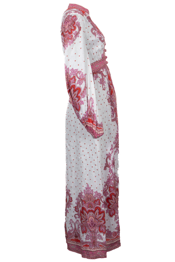 ZIMMERMANN Bells Paisley Dress Linen Pink White