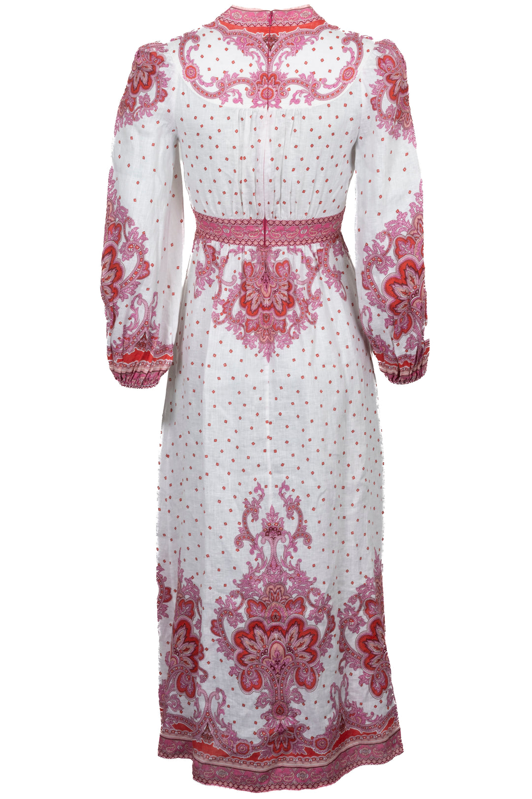ZIMMERMANN Bells Paisley Dress Linen Pink White