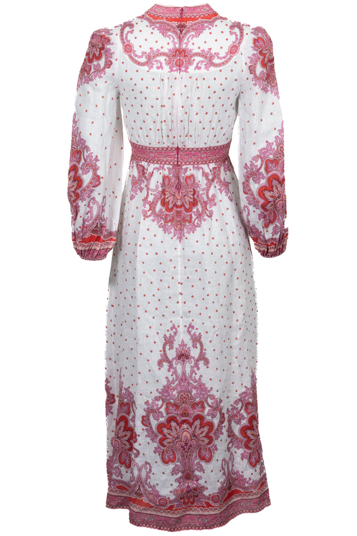 ZIMMERMANN Bells Paisley Dress Linen Pink White