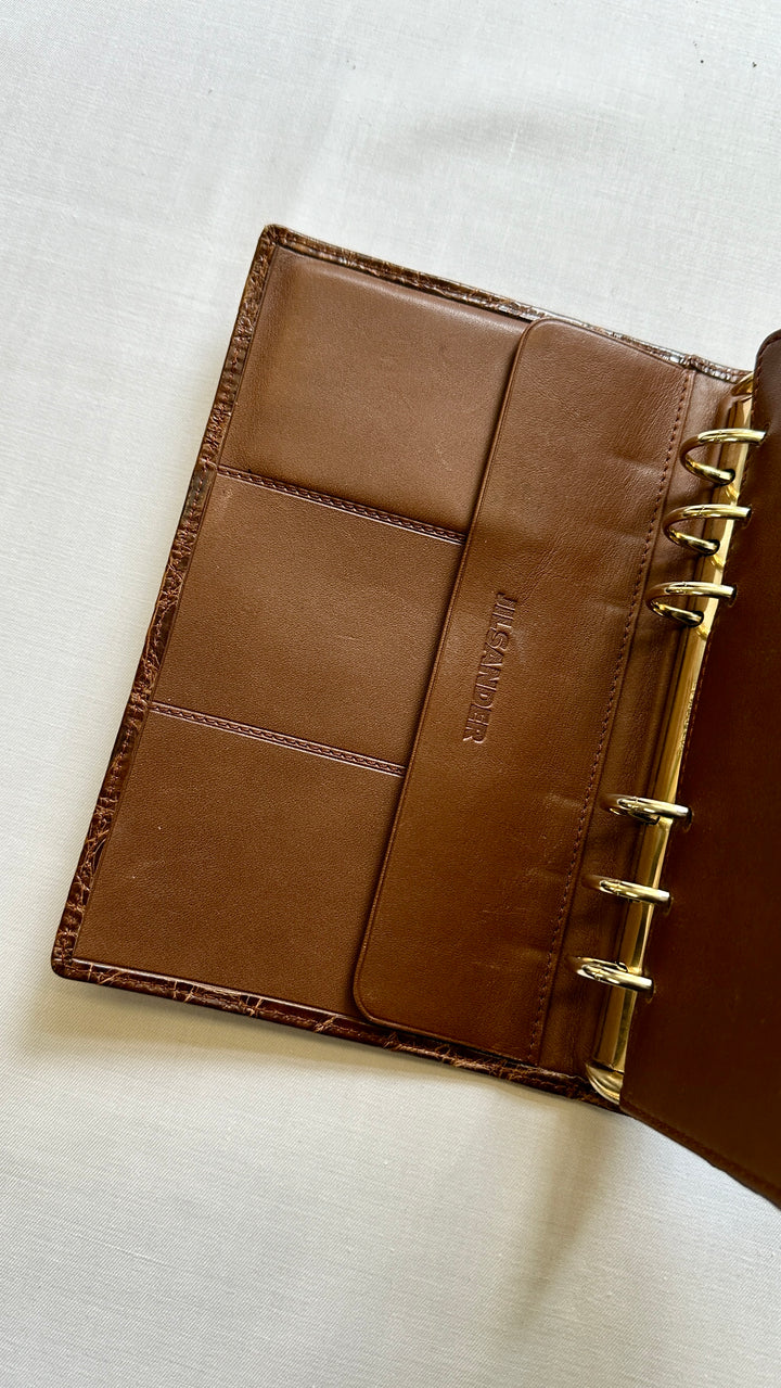 JIL SANDER Filofax Organizer Croc Brown
