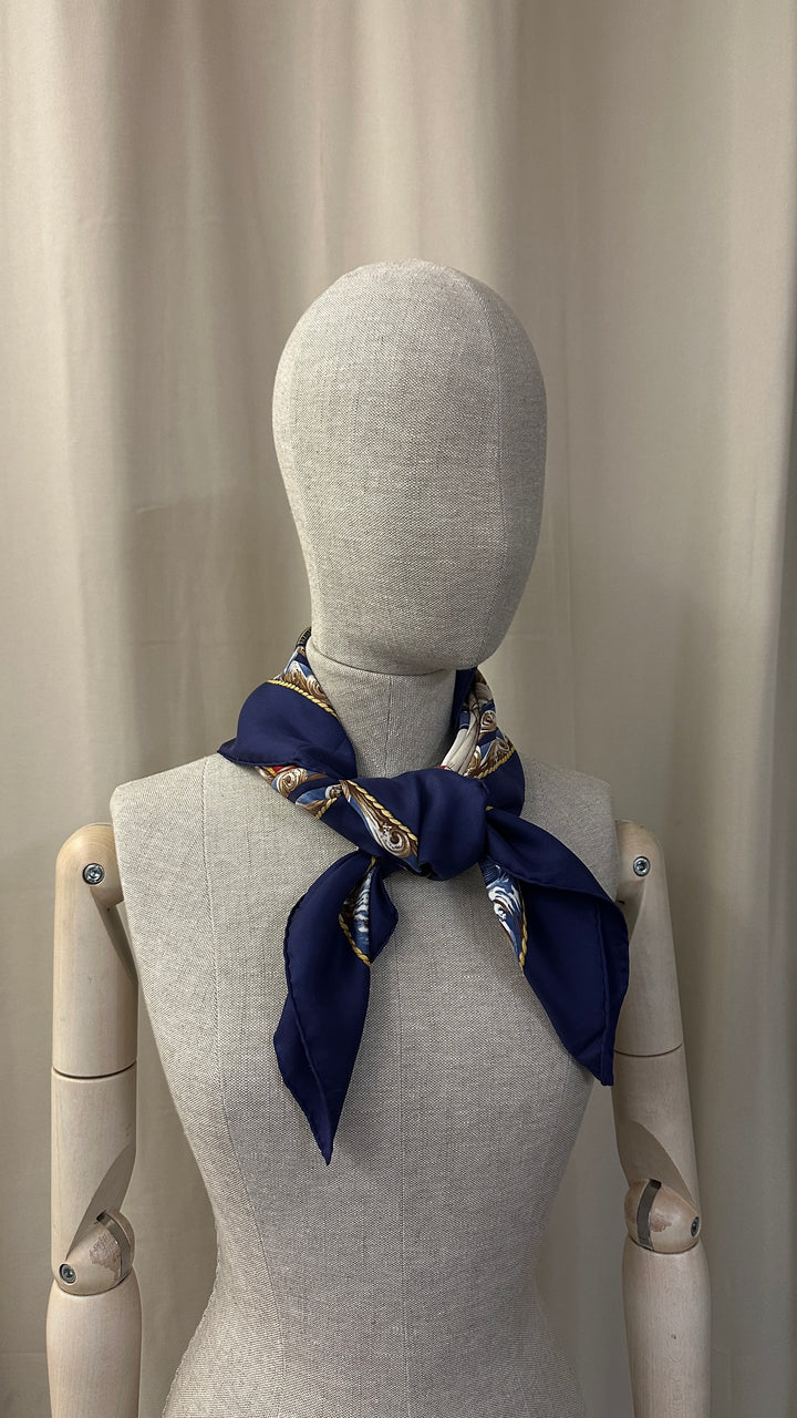 HERMÈS Vive Le Vent 90 Scarf Silk Blue