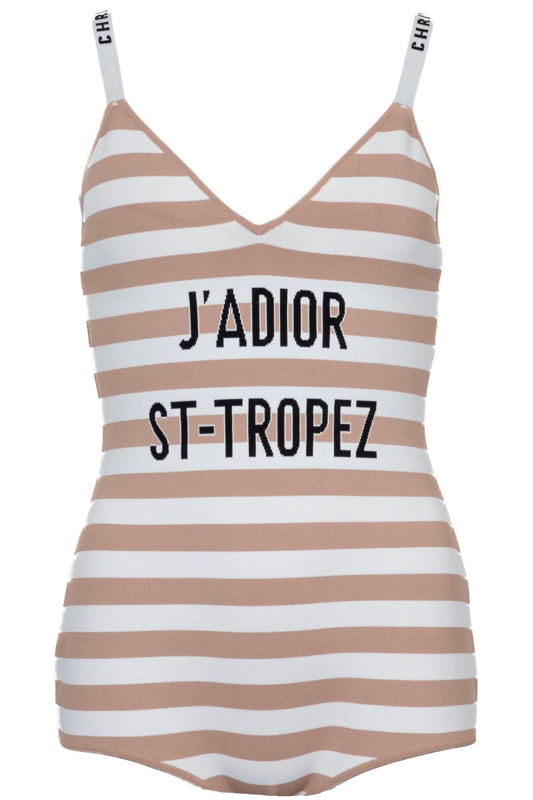 CHRISTIAN DIOR J'Adior Striped Body Suit Beige White
