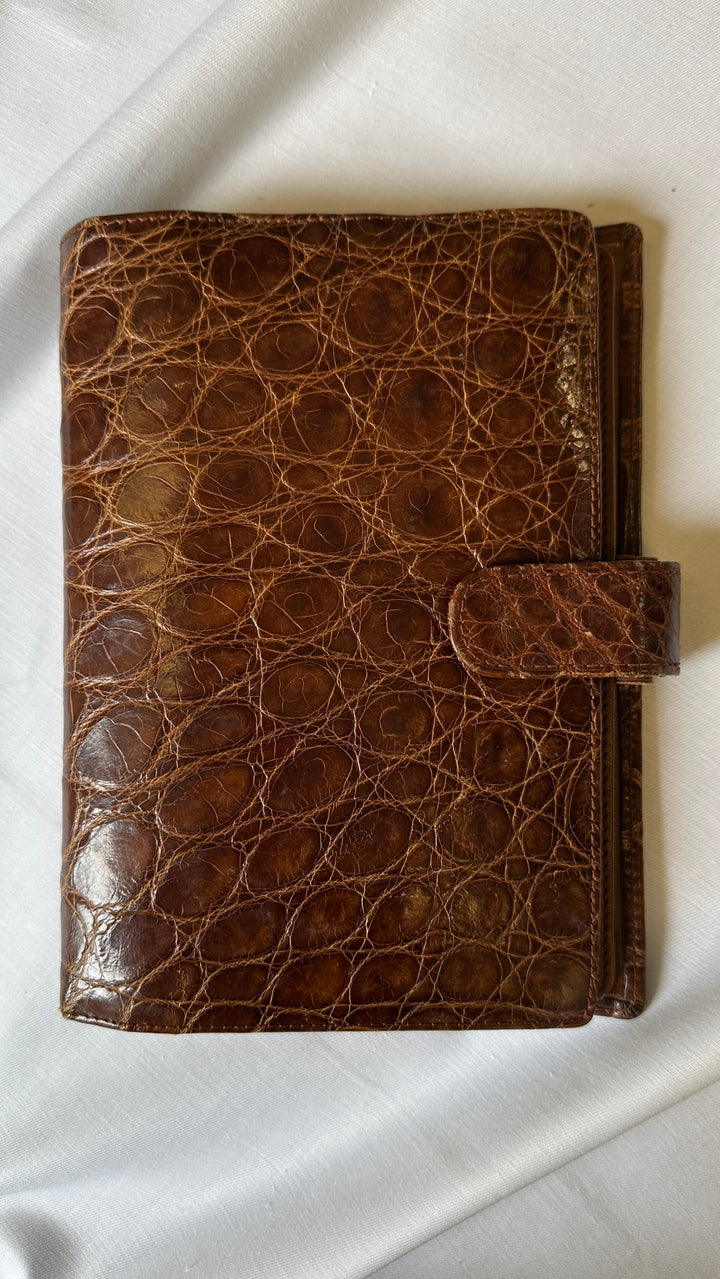 JIL SANDER Filofax Organizer Croc Brown